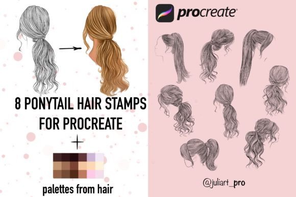 Download 8 Ponytails Hair Stamps for Procreate - Premium Resources