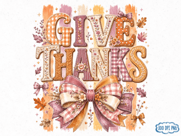 Download Give Thanks PNG | Coquette Thanksgiving - Premium Bundle