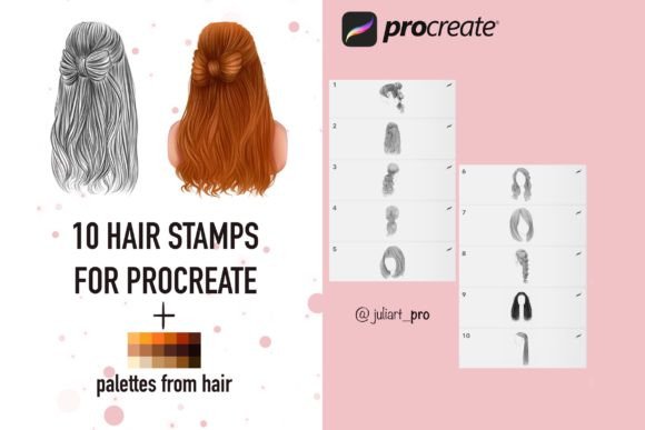 Download Hair Stamps for Procreate + Palettes - Premium Resources